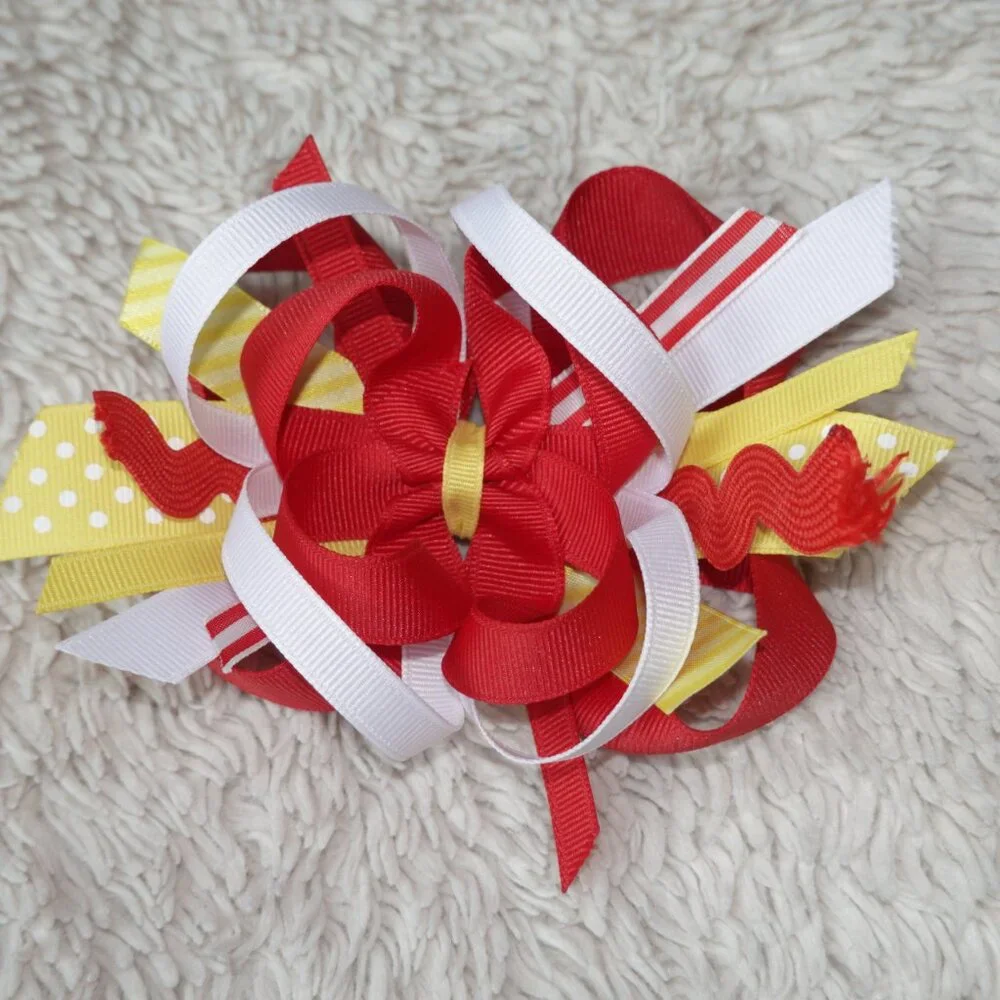 Red and Yellow Whimsical Hair Bow with Alligator Clip - KC Chiefs, Iowa State